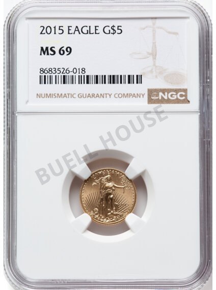 2015 $5 Gold Eagle, Tenth Ounce — MS69 NGC