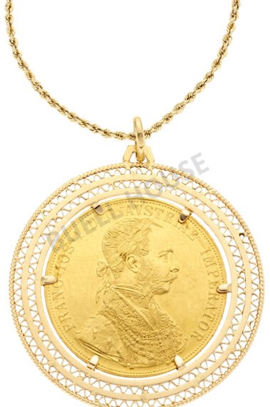 1915 Austrian 4 Ducat Gold Coin Pendant-Necklace