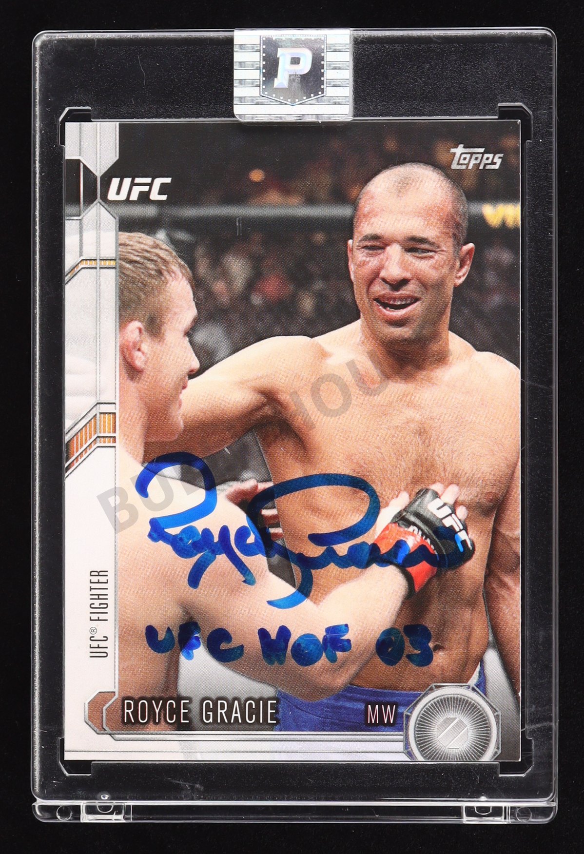 Royce Gracie Signed 2015 Topps UFC Chronicles #1 — Inscribed "UFC HOF 03"